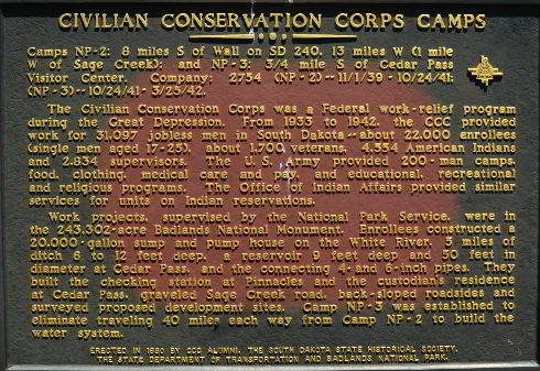 Badlands CCC Camp waypoint sign for Wall