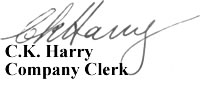 C.K. Harry Company Clerk
