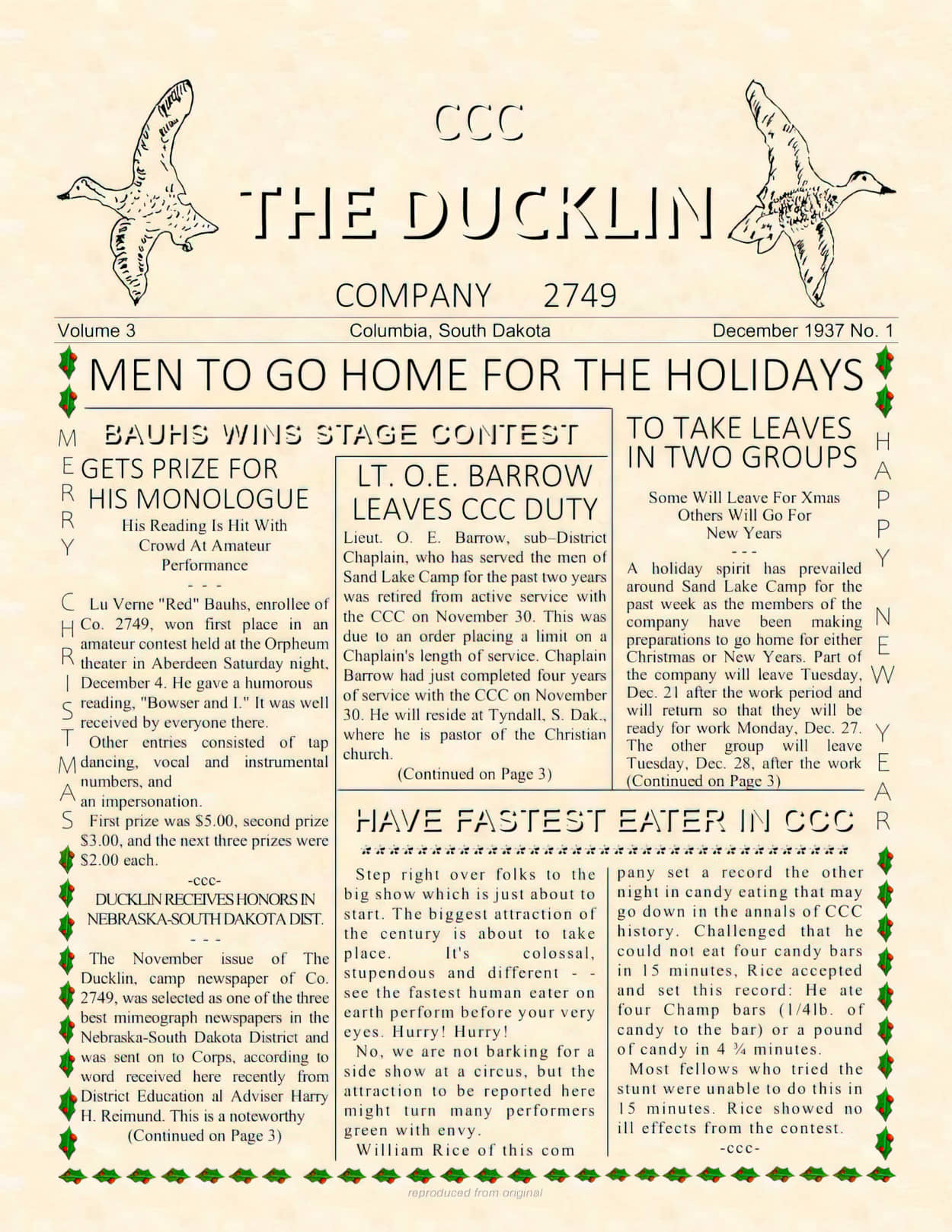 December 1937 Newspaper