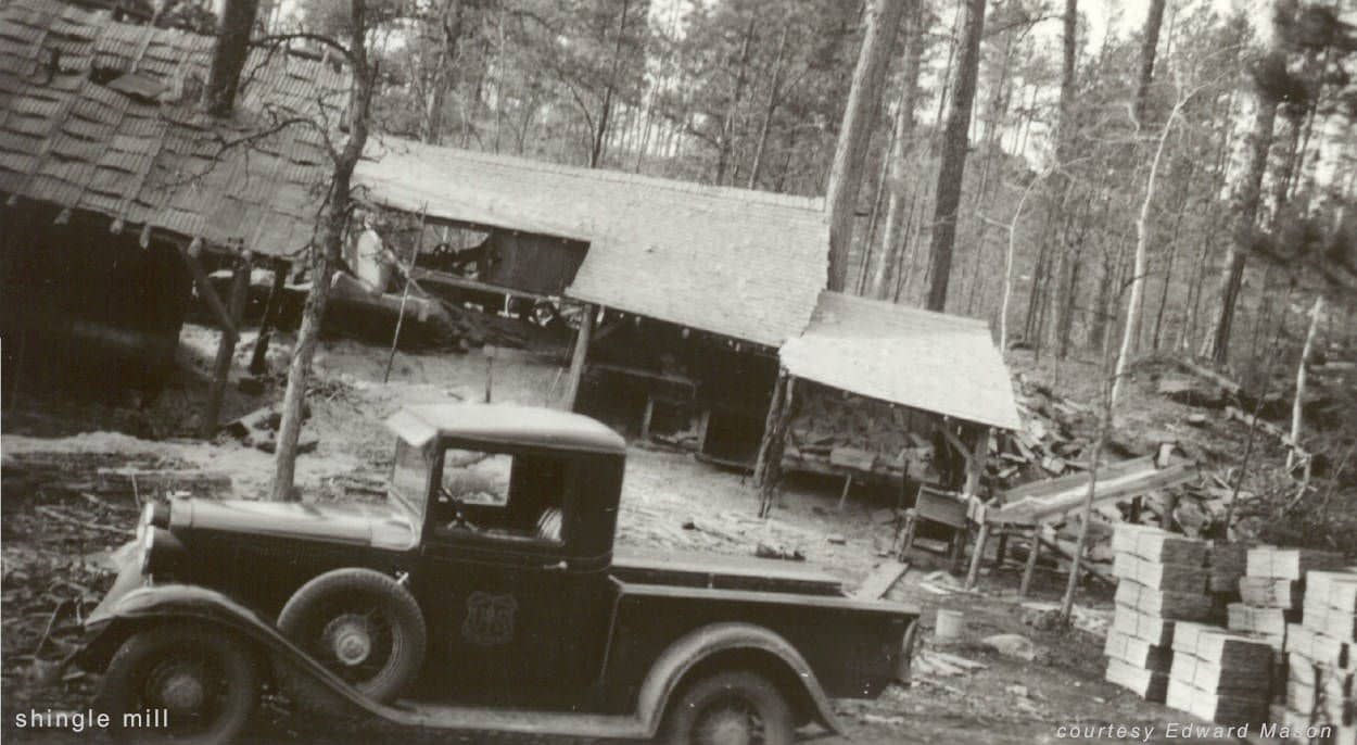 Forest Service truck at shingle mill