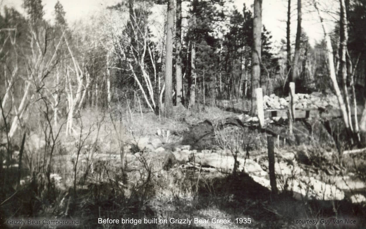 before bridge built on Grizzly Bear Creek, 1935